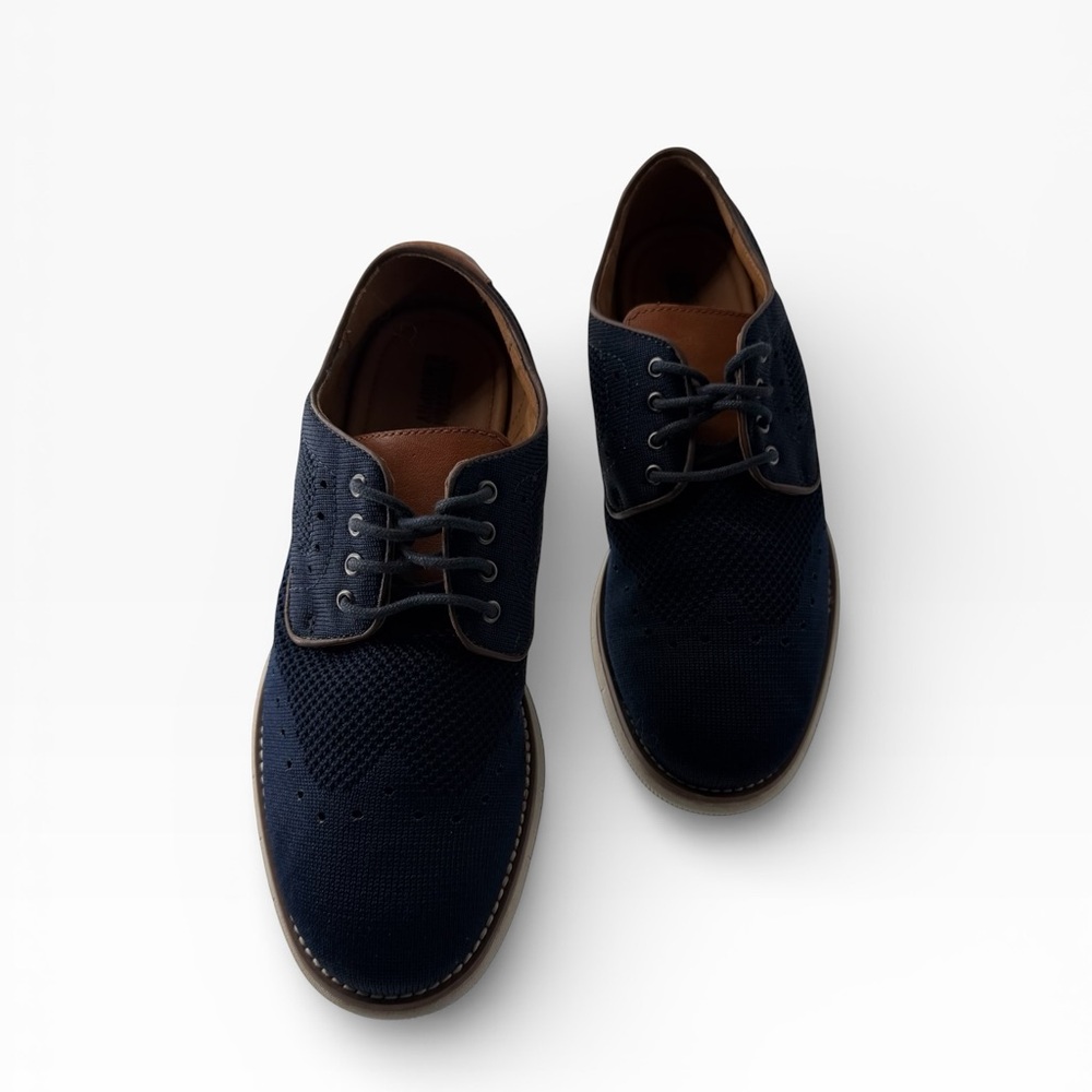 Johnston & Murphy Boy's Navy Summer Knit Wedding‎ Oxford Classic Lace-Up Shoes